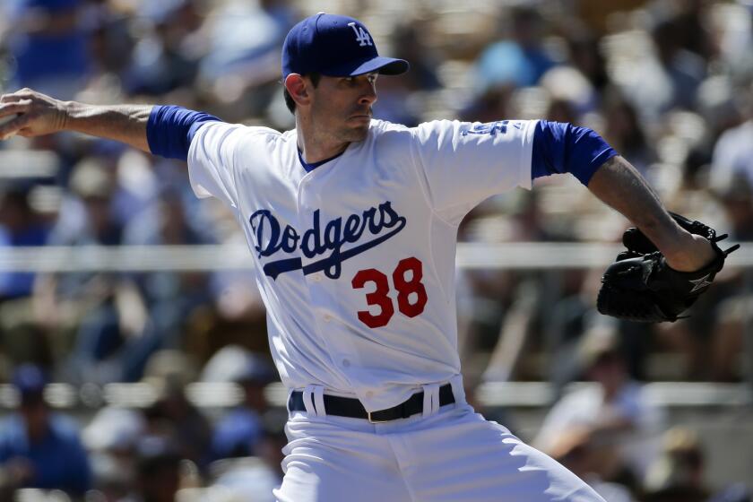 Dodgers starting pitcher Brandon McCarthy has pitched five innings this spring with mixed results.
