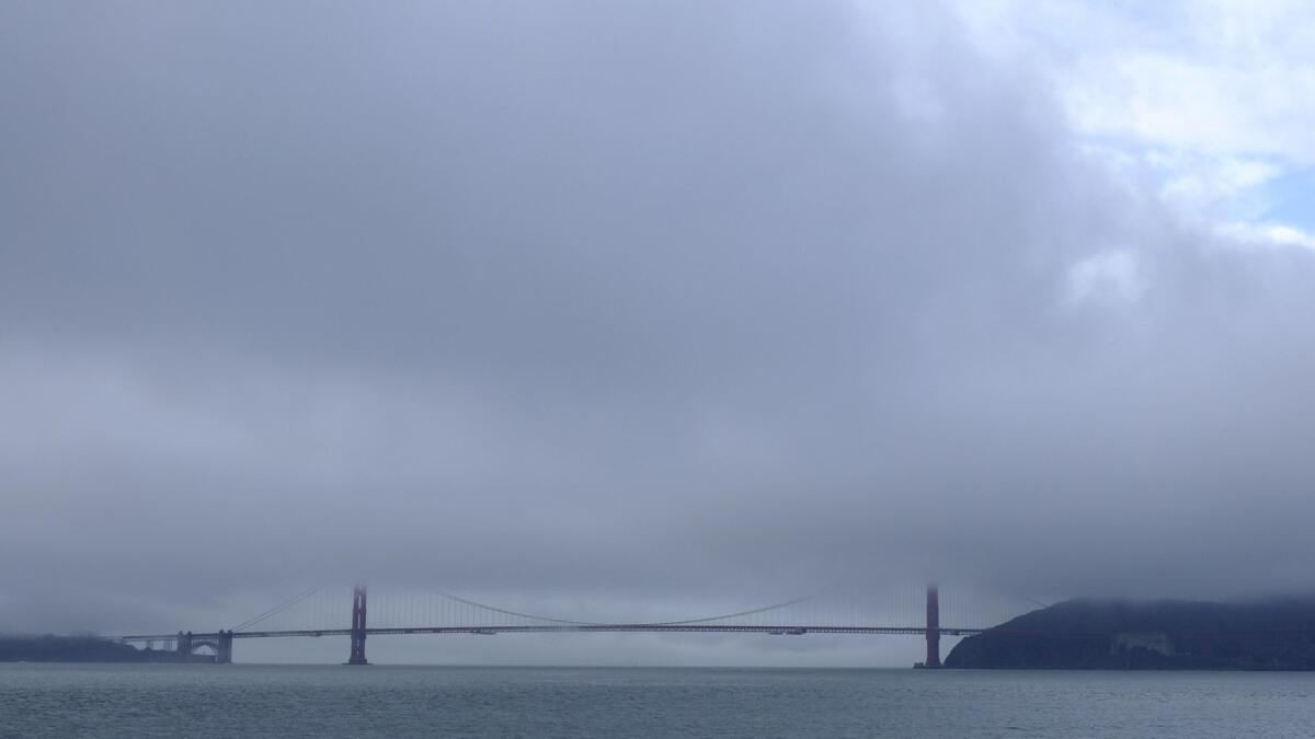 A break in the weather appears over the Golden Gate Bridge Nov. 28 in San Francisco. Valley Sun columnist Joe Puglia planned to walk the span during a recent visit, but it was closed to pedestrians due to high winds. Instead, he dropped by some venerable businesses.