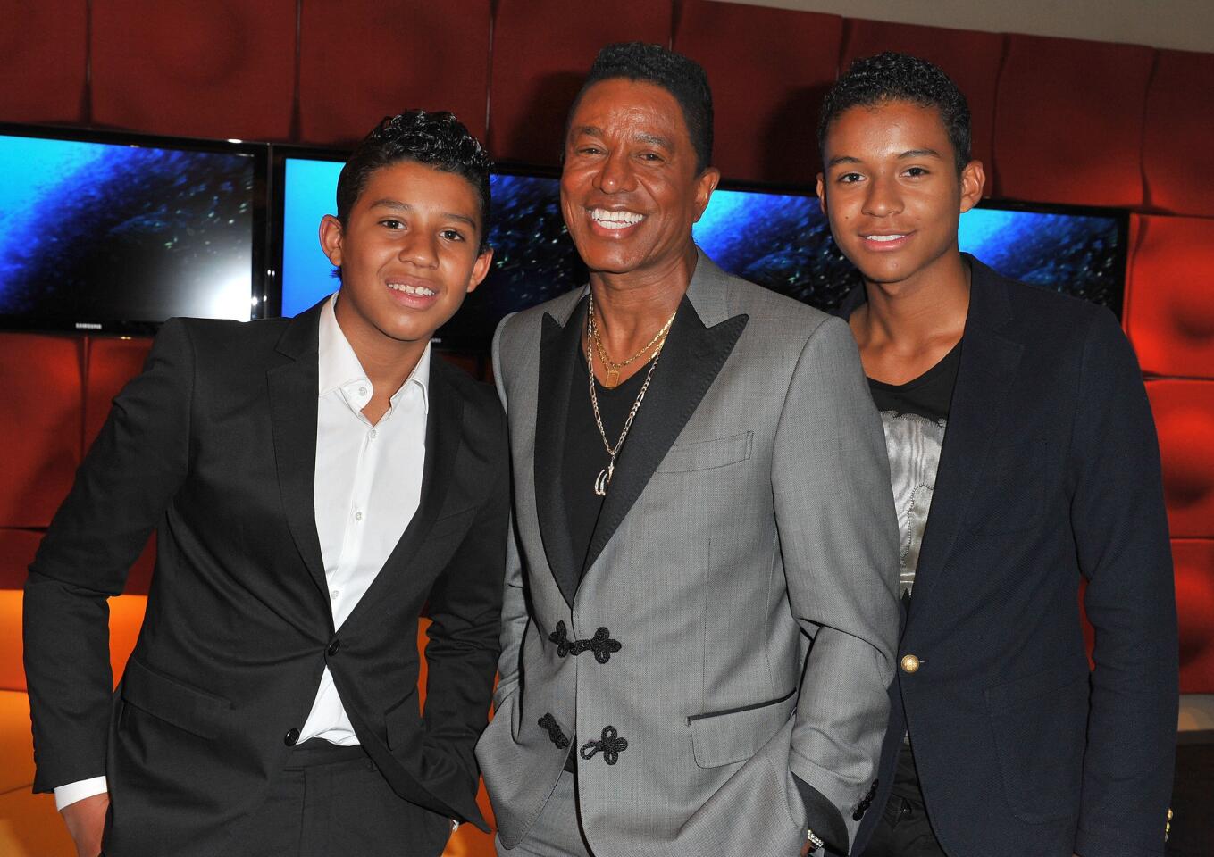 Jermaine Jackson (C) and his sons Jermajesty Jackson and Jaafar Jackson