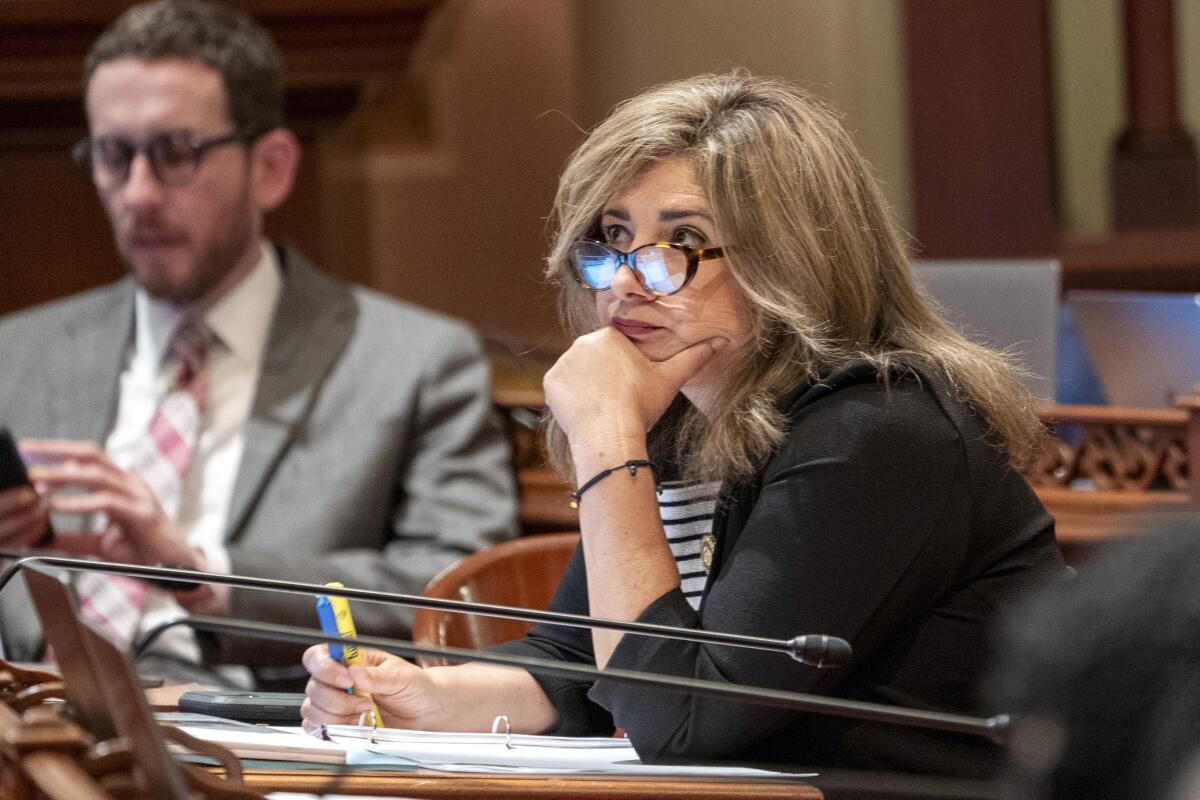 California state Senator Marie Alvarado-Gil seated at a desk