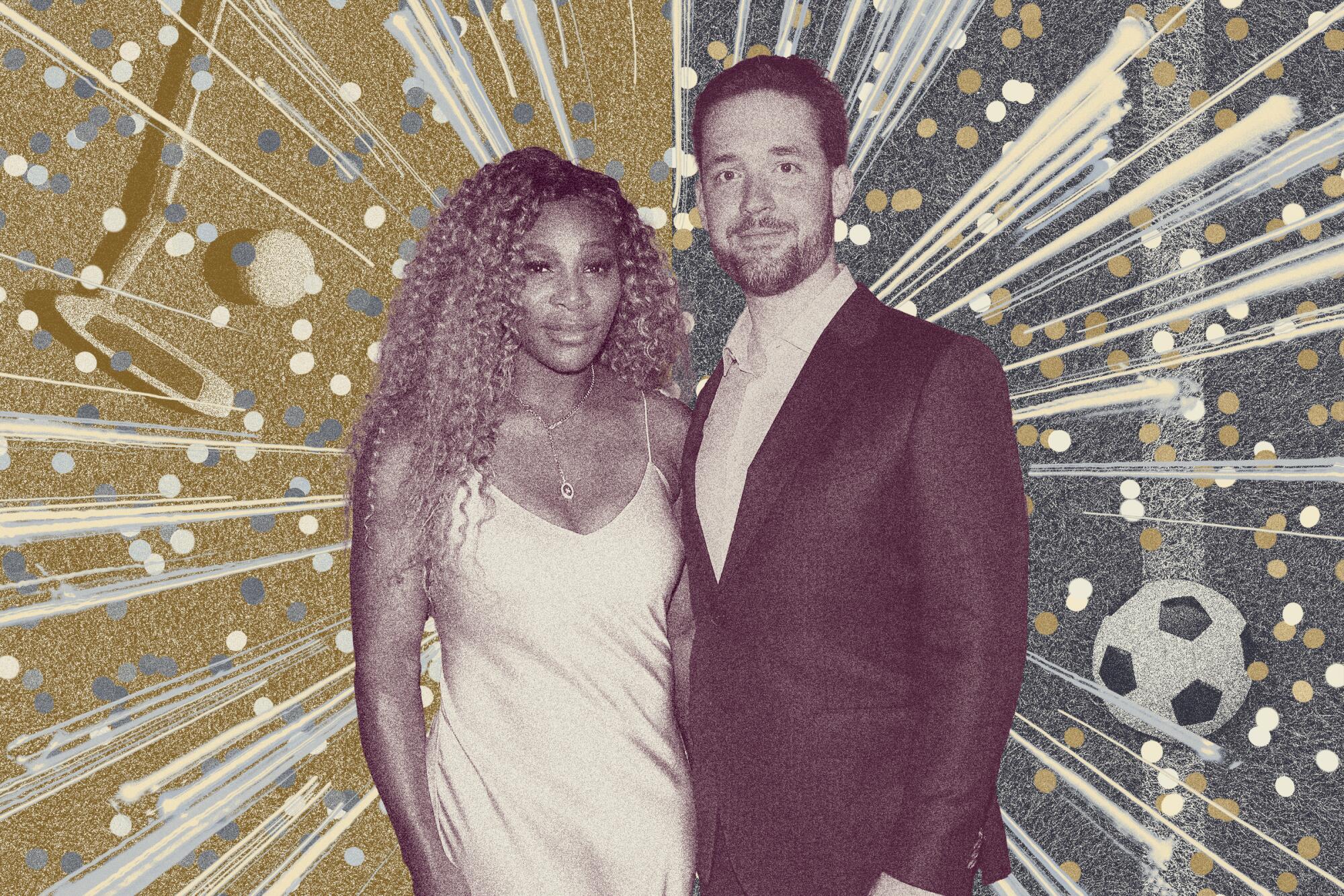 Serena Williams and Alexis Ohanian at a fancy soccer-themed event