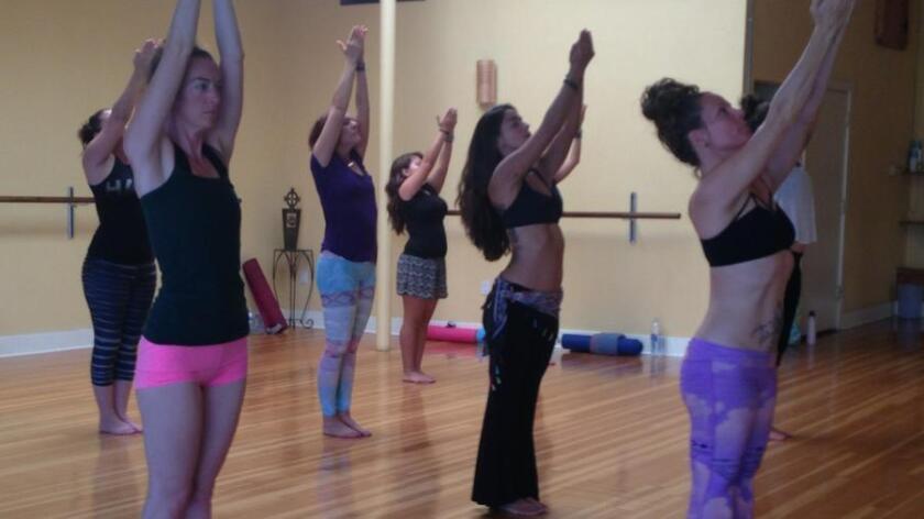 Yogi dancers start their belly dance drills in Ginseng Yoga
