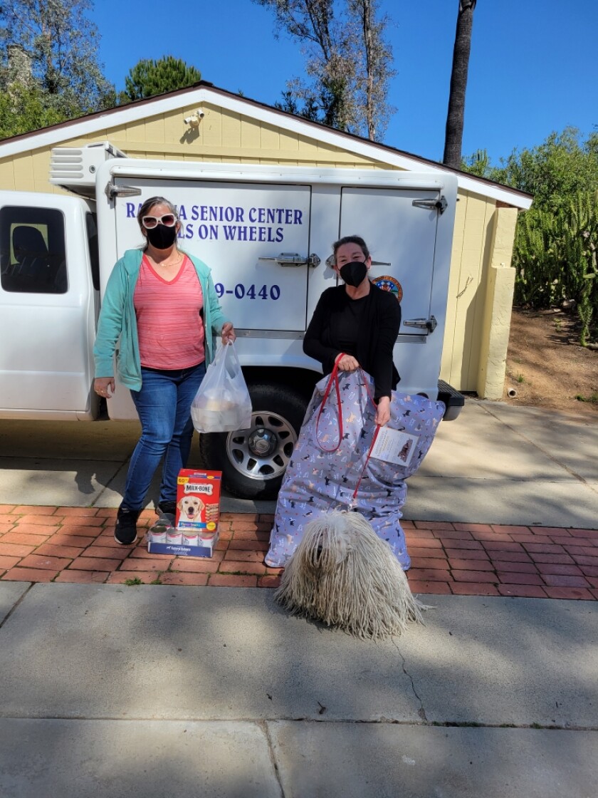Jody Davis was surprised when the Ramona Senior Center delivered dog food and a dog bed for her Hungarian Puli, Kati.