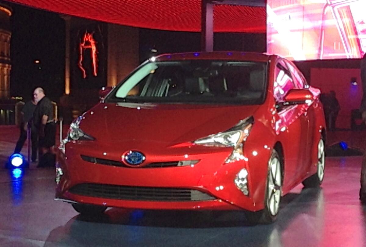 The fourth generation Prius hybrid is unveiled Tuesday on the rooftop deck of the Linq Hotel & Casino in Las Vegas.