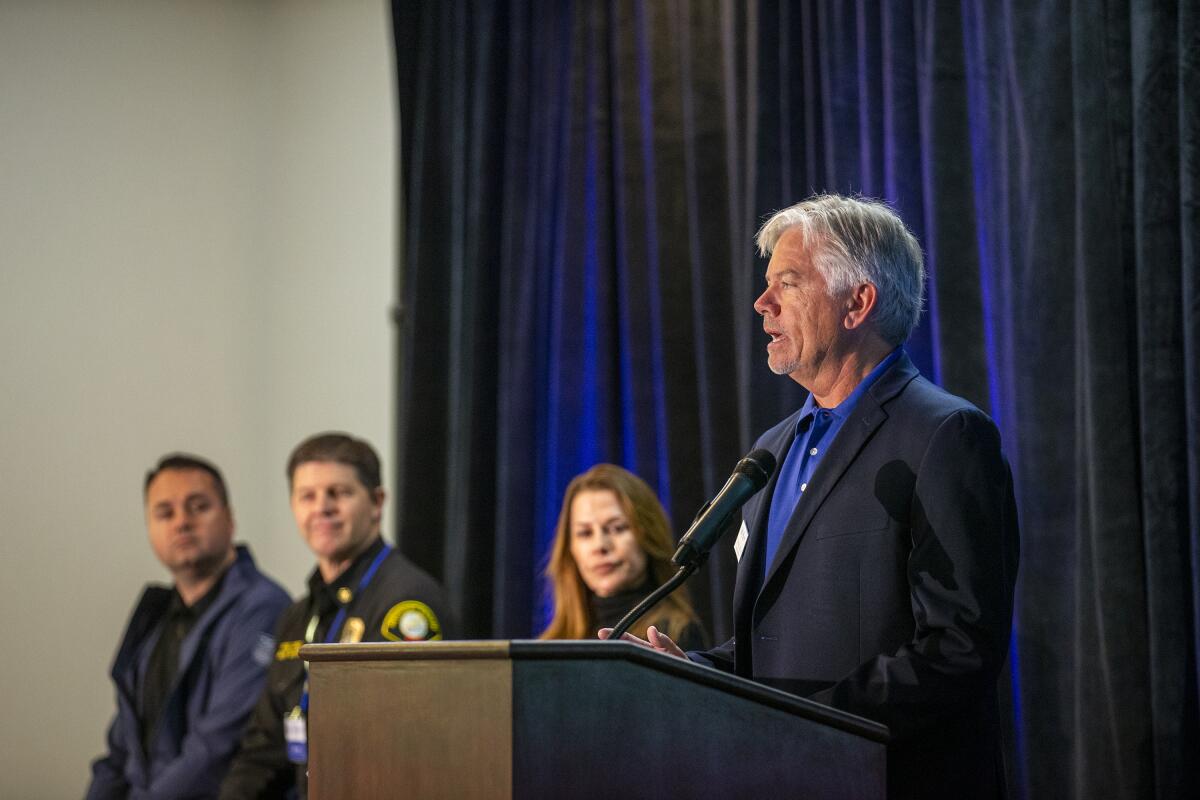 Chris Carlson speaks during the California Water Safety Summit.