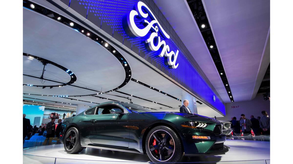The 2019 Ford Mustang Bullitt is on display at the 2018 North American International Auto Show in Detroit on Monday.
