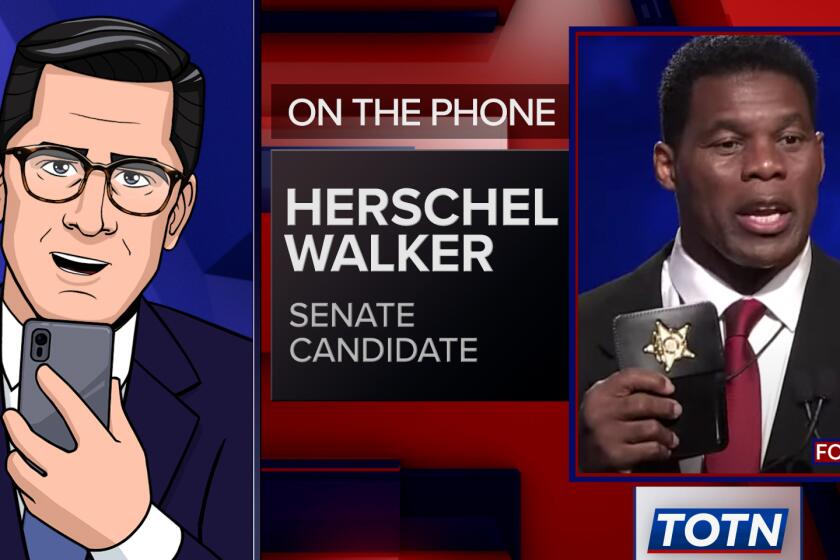 James Smartwood of "Tooning Out the News" calls U.S. Senate candidate Herschel Walker for some help.