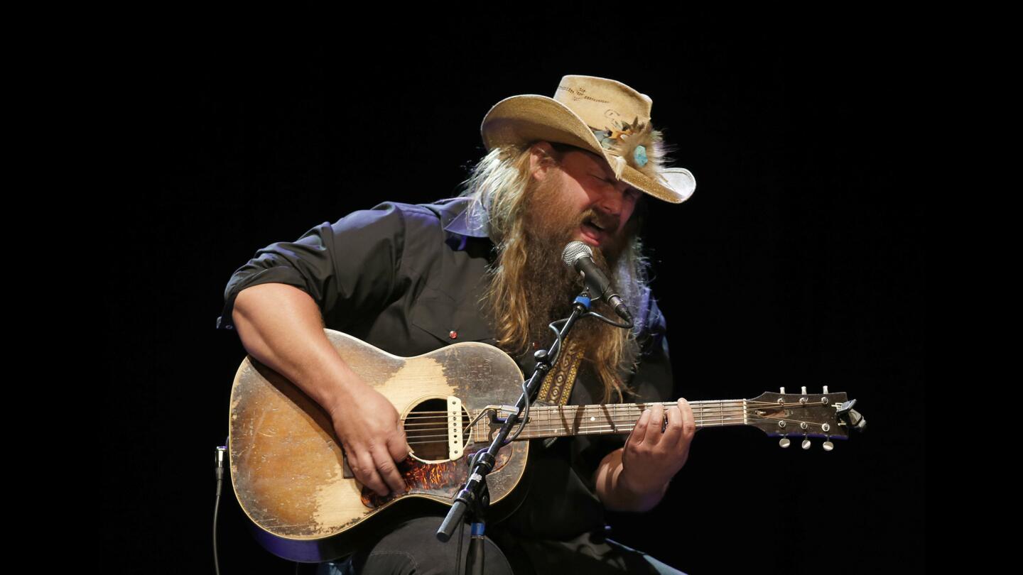 Singer-songwriter Chris Stapleton performs at the Country Music Hall of Fame and Museum’s All for the Hall benefit concert at the Novo theater in L.A.