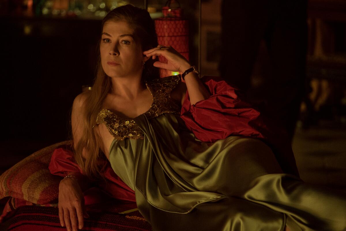 Elspeth (Rosamund Pike) is the Mistress of her Domain in Emerald Fennell's savage class psychodrama, "Saltburn."