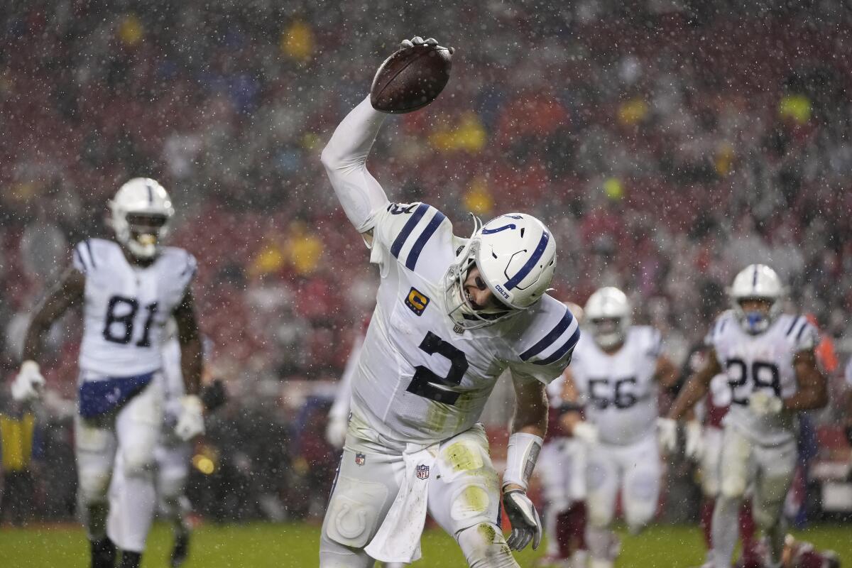 Wentz leads Colts to rain-soaked 30-18 win over 49ers - The San Diego  Union-Tribune