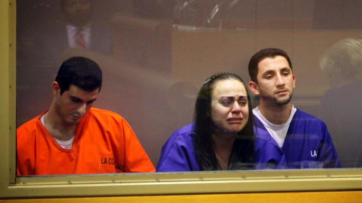 Zareh Manjikian, left, and Vahagn Jurian, right, are asking a judge to throw out their murder convictions in the shooting of Mike Yepremyan in 2009. Yepremyan, 19, was killed after sending an insulting text message to his girlfriend about Jurian's cousin, Kat Vardanian, center.