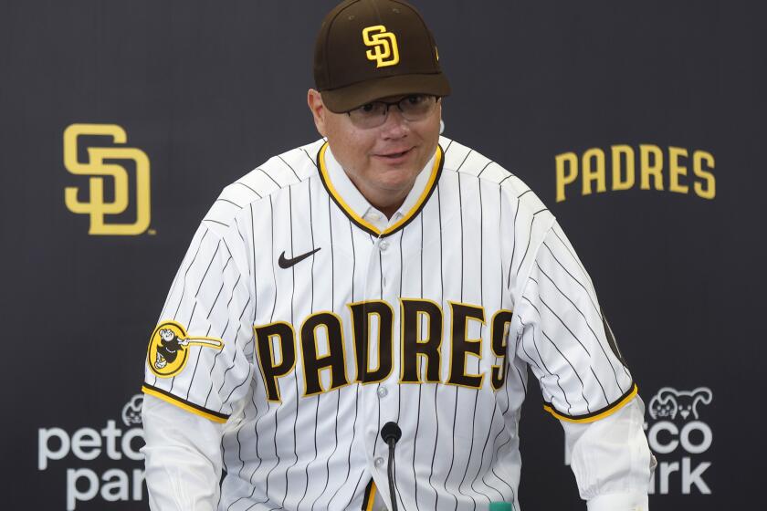 San Diego, CA, November 21, 2023: Mike Shildt was introduced as the San Diego Padres manager at Petco Park on Tuesday, November 21, 2023 in San Diego, CA. (K.C. Alfred / The San Diego Union-Tribune)