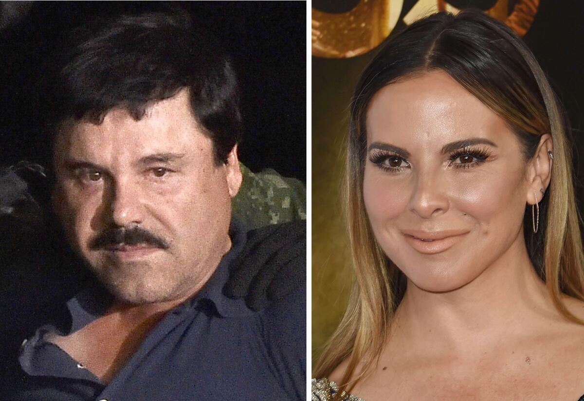 This combination of file photos show L-R: US actor Sean Penn during the premiere of "A Million Ways To Die In The West," in Los Angeles, California on May 15, 2014, Drug kingpin Joaquin "El Chapo" Guzman on January 8, 2016 following his recapture and Mexican actress Kate del Castillo during AFI FEST 2015 in Hollywood, California on November 9, 2015. The Hollywood-worthy recapture of Joaquin "El Chapo" Guzman took a stunning turn January 10, 2016 as authorities sought to question US actor Sean Penn over his interview with the Mexican drug kingpin. A federal official told AFP that the attorney general's office wants to talk with Penn and Mexican actress Kate del Castillo about their secretive meeting with Guzman in October, three months before his capture. AFP PHOTO / FILES-/AFP/Getty Images ** OUTS - ELSENT, FPG, CM - OUTS * NM, PH, VA if sourced by CT, LA or MoD **