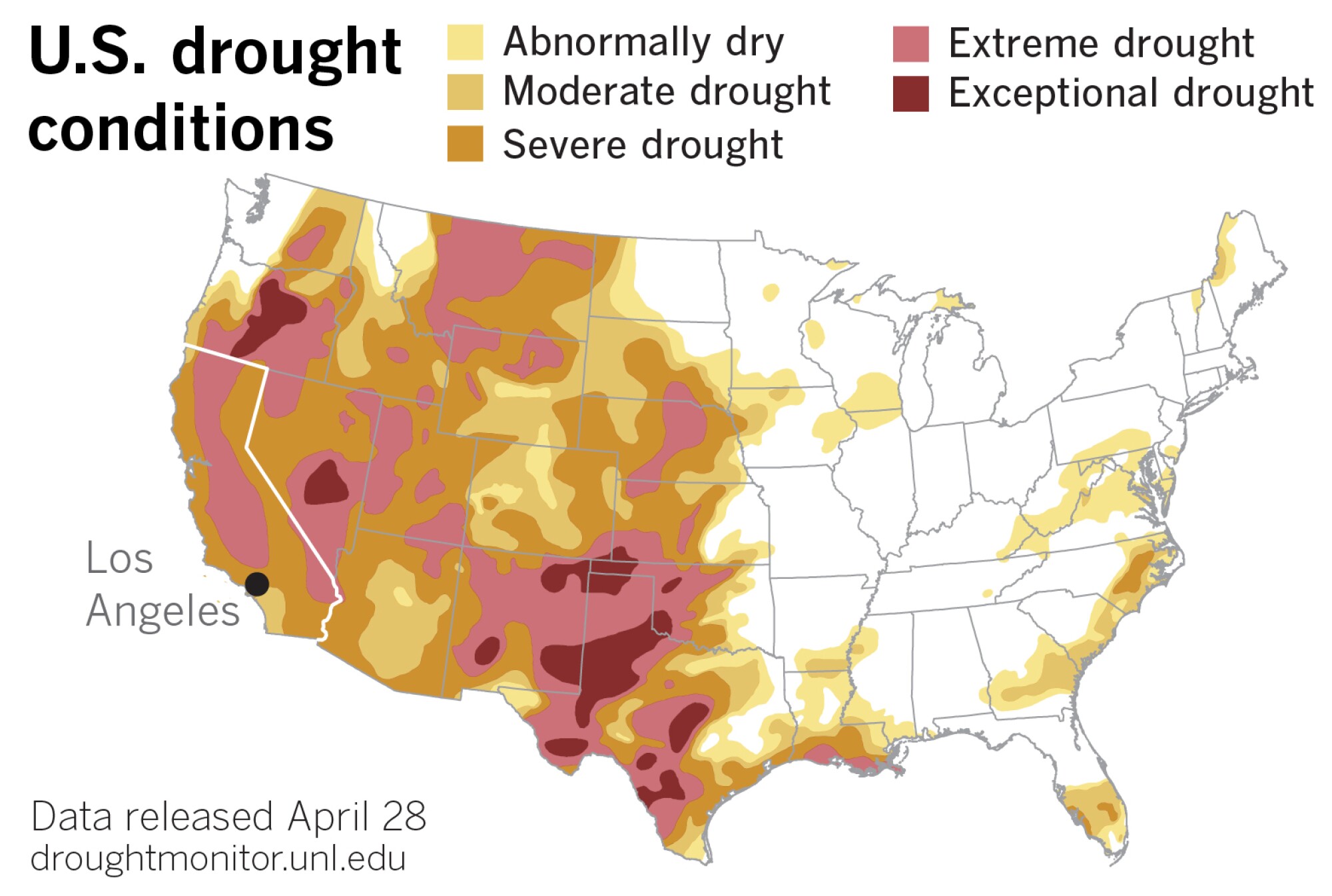 US Drought Monitor publié le 28 avril.