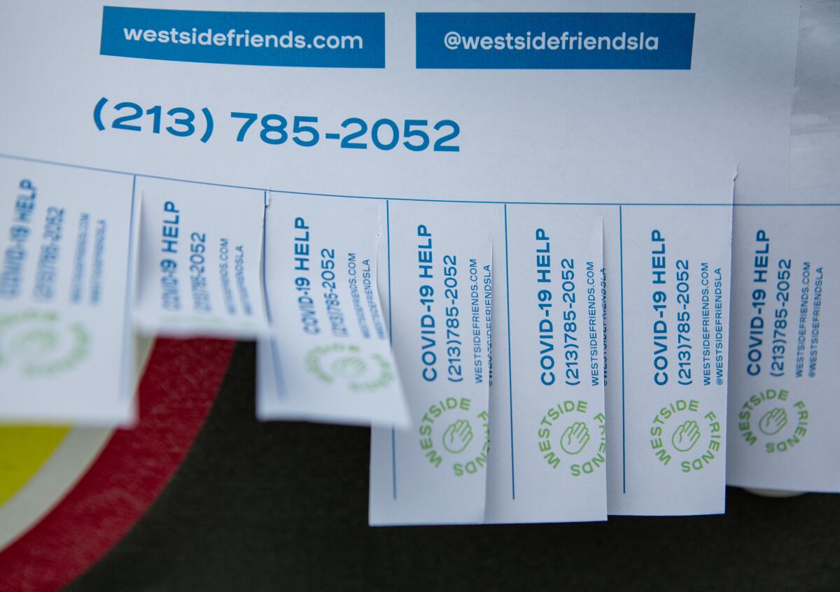 The Westside Friends flyers include information on how to get help from neighbors during the coronavirus crisis.