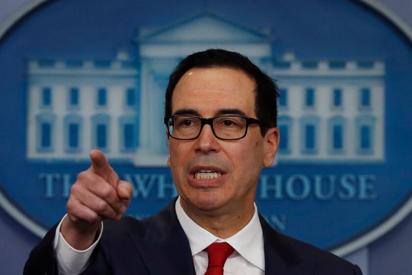Treasury Secretary Steven Mnuchin speaks during the news briefing at the White House in Washington, Friday, Aug. 25, 2017. (AP Photo/Carolyn Kaster)