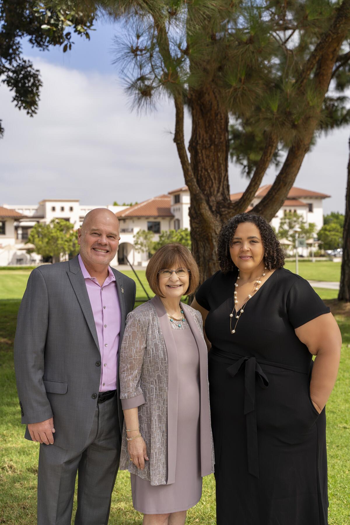 Chris Simonsen, Dr. Sandra Morgan and Dr. Shay Sorrells attend the Priceless Luncheon held at Vanguard University.