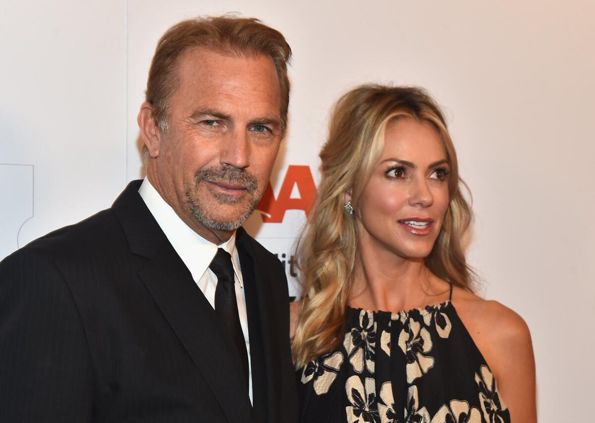 Kevin Costner and Christine Baumgartner at the AARP Movies for Grownups Awards Gala on Monday in Beverly Hills.