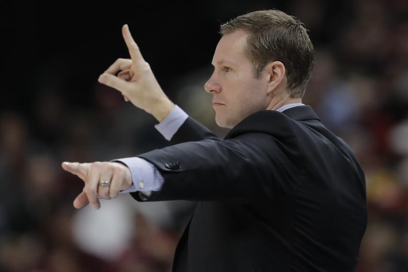Nebraska head coach Fred Hoiberg calls a play during the first half of an NCAA college basketball game against Indiana at the Big Ten Conference tournament, Wednesday, March 11, 2020, in Indianapolis. (AP Photo/Darron Cummings)