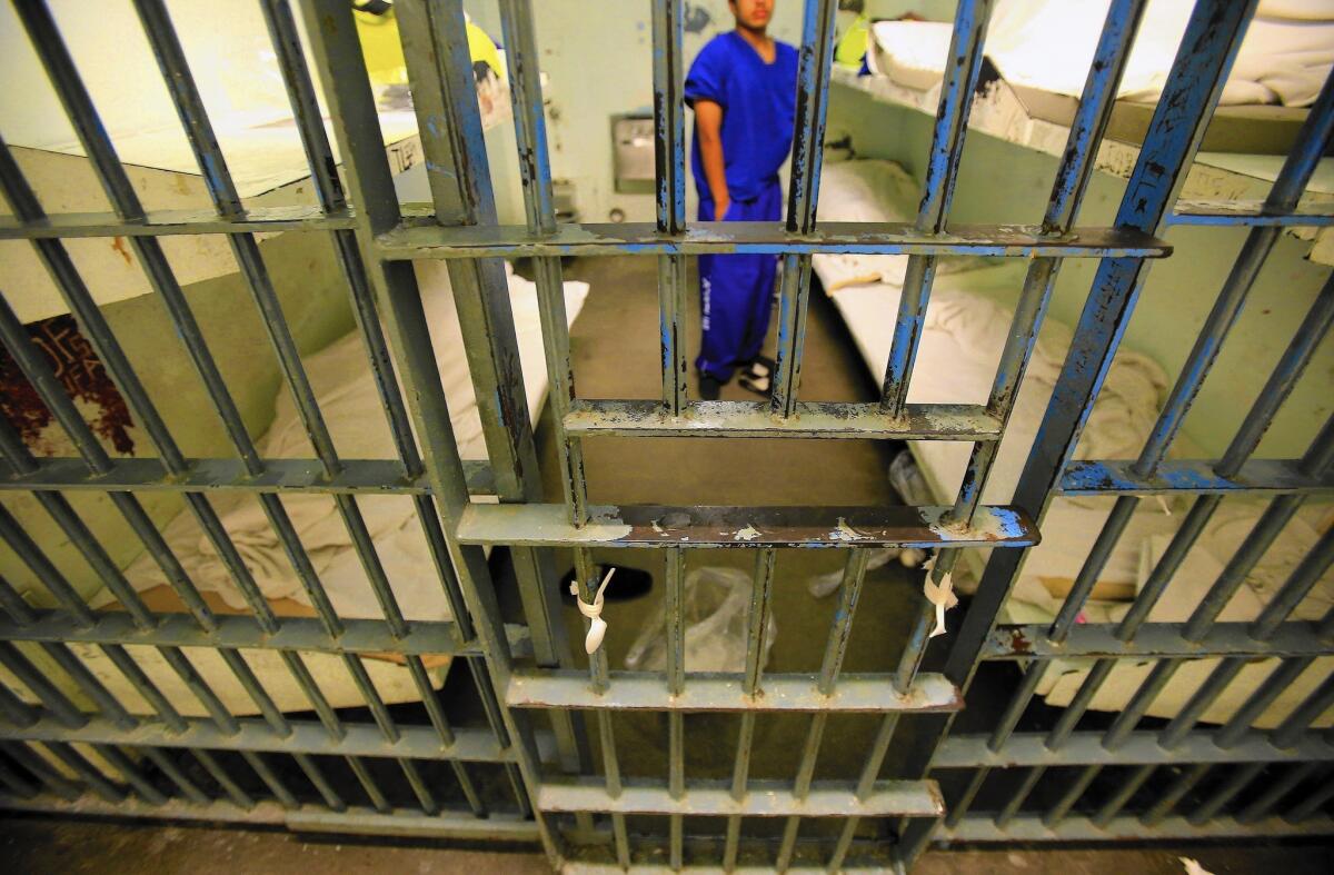 An inmate at Men's Central Jail. A San Diego court has ruled that Prop. 47 also applies to juvenile offenders.