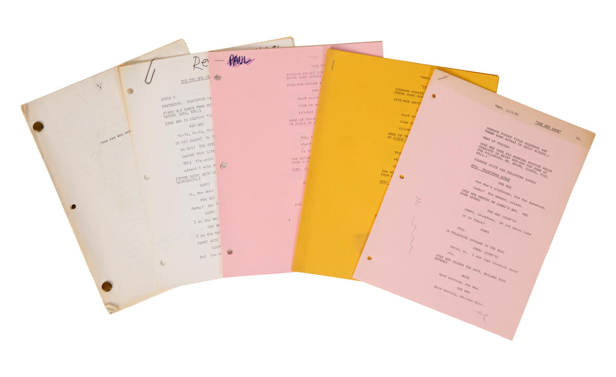 Pastel pages from “The Pee-wee Herman Show” Production Script.