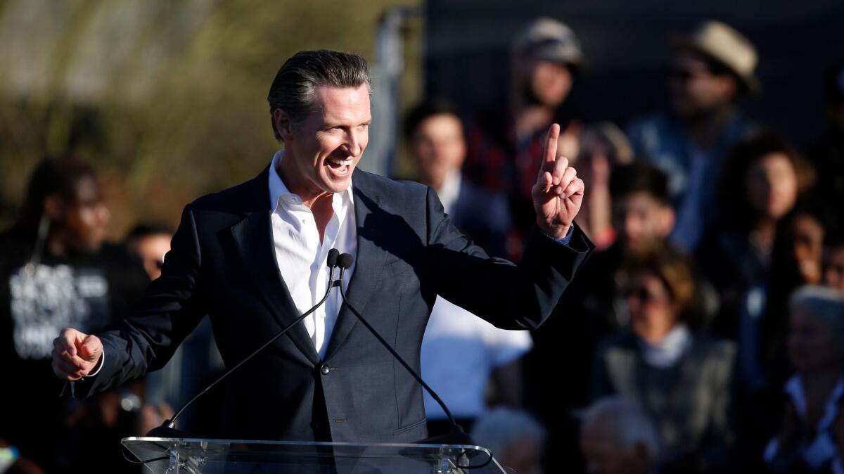 Lt. Governor Gavin Newsom at the UTA's United Voices rally.