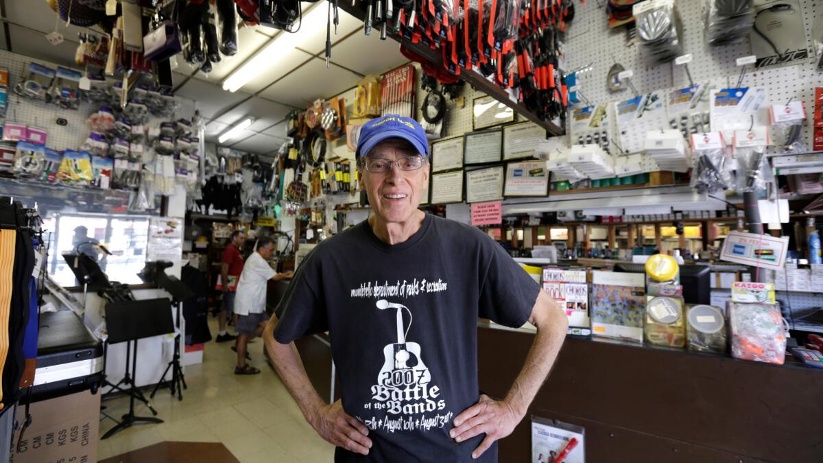 Johnny Thompson, owner of Johnny Thompson Music, is one of the very few Anglo business owners in Monterey Park. “This is my hometown and my business. I saw no need whatsoever to sell out. "
