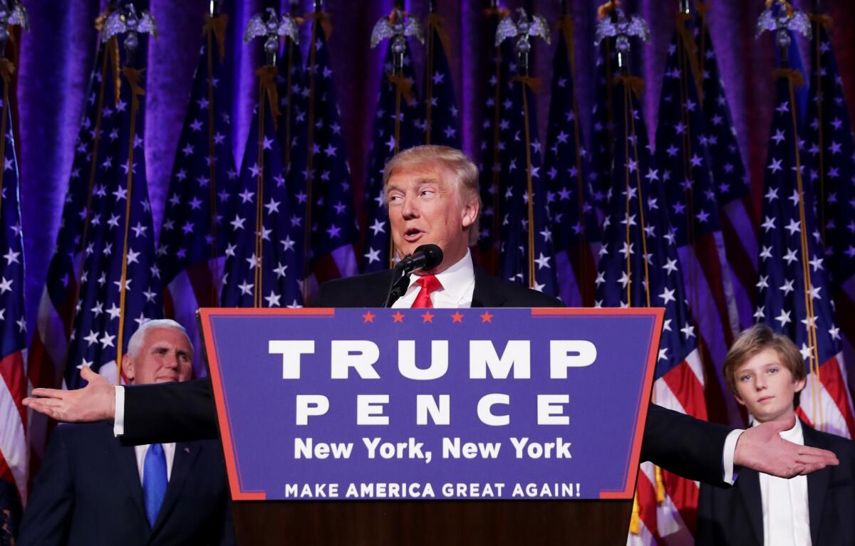 Donald Trump on election night in New York.