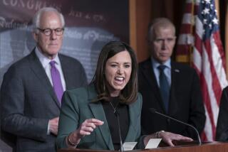 Sen. Katie Britt, R-Ala., center, flanked by Sen. John Cornyn, R-Texas, left, and Sen. Thom Tillis, R-N.C., speaks to reporters as they criticize President Joe Biden's policies on the US-Mexico border, at the Capitol in Washington, Thursday, Dec. 7, 2023. Senate Republicans blocked the advance of tens of billions of dollars in military and economic assistance for Ukraine to broker a deal on Ukraine aid. (AP Photo/J. Scott Applewhite)
