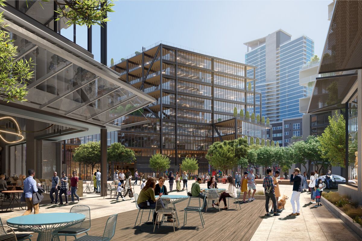 A view of the mixed-use office campus that the Padres hope will serve as a catalyst for new downtown jobs.