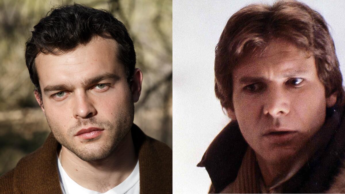 Alden Ehrenreich and Harrison Ford.