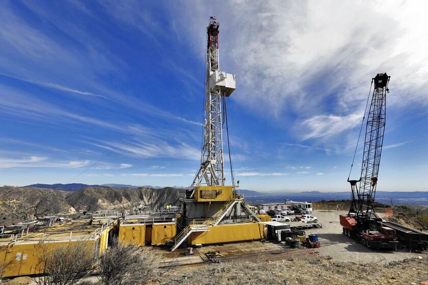 A relief well being drilled last month to stem the gas leak in Porter Ranch.