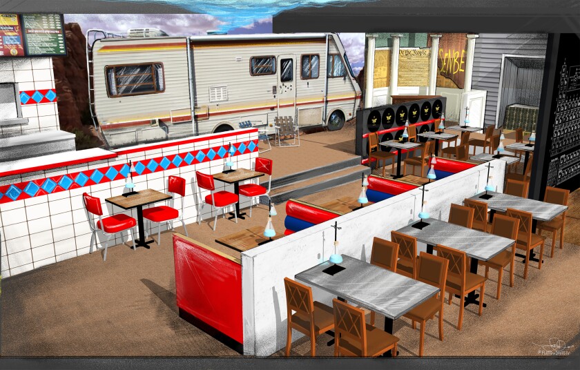 A rendering of Breaking Bad Experience, a new restaurant inspired by the show "Breaking Bad."