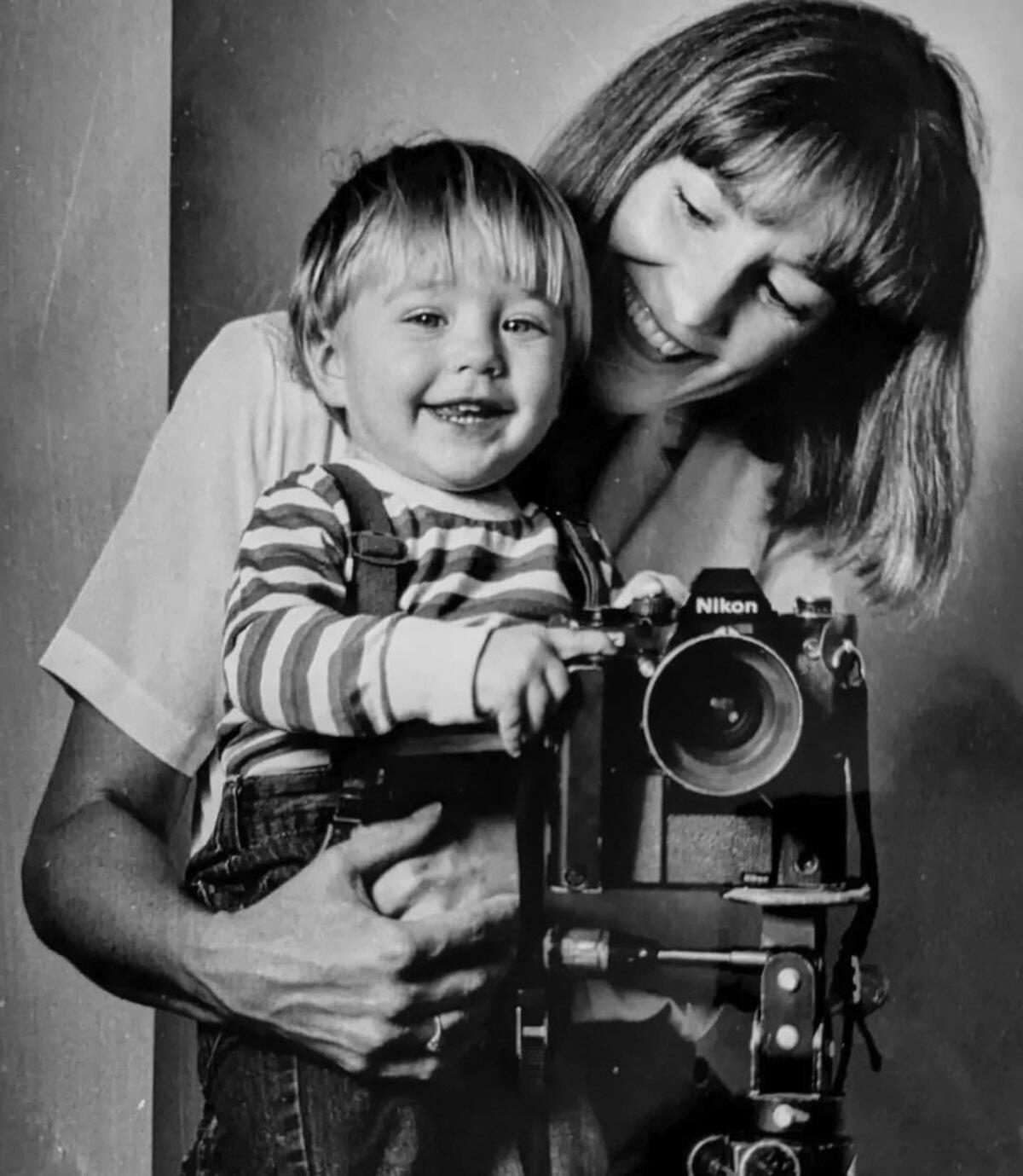 An undated photo of Anne Cusack with her son, George.