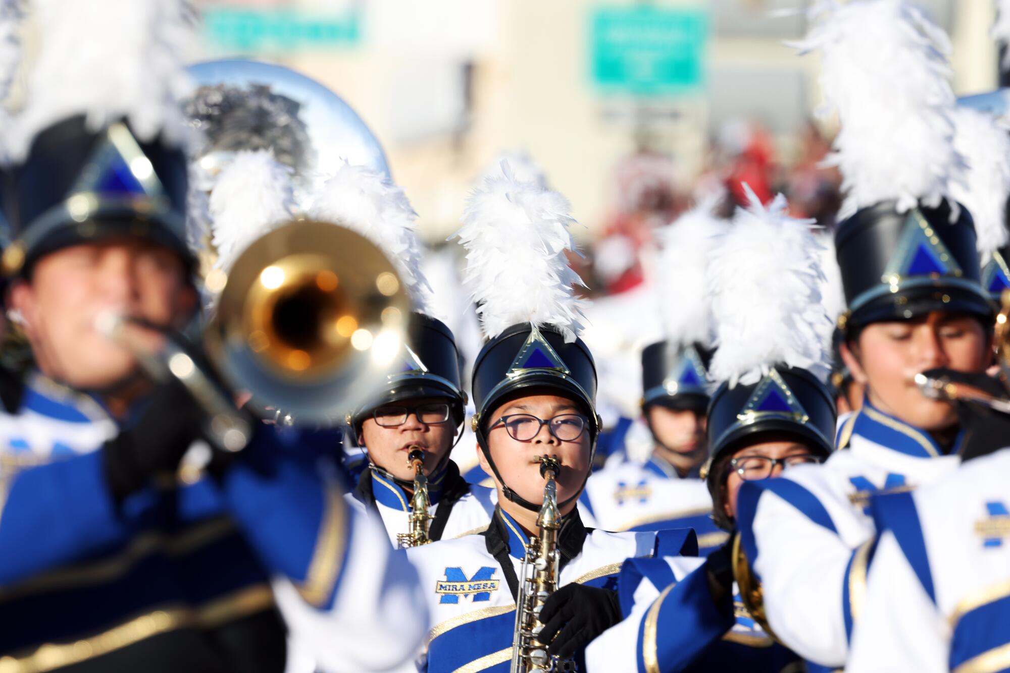 The Mira Mesa High School marching band.