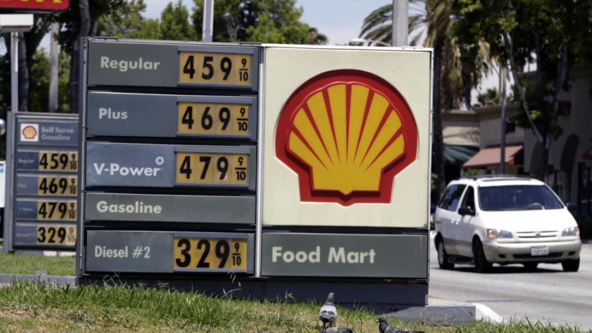 Los precios de la gasolina el 12 de julio en una estación de Shell en Atlantic Boulevard, en el este de Los Ángeles.