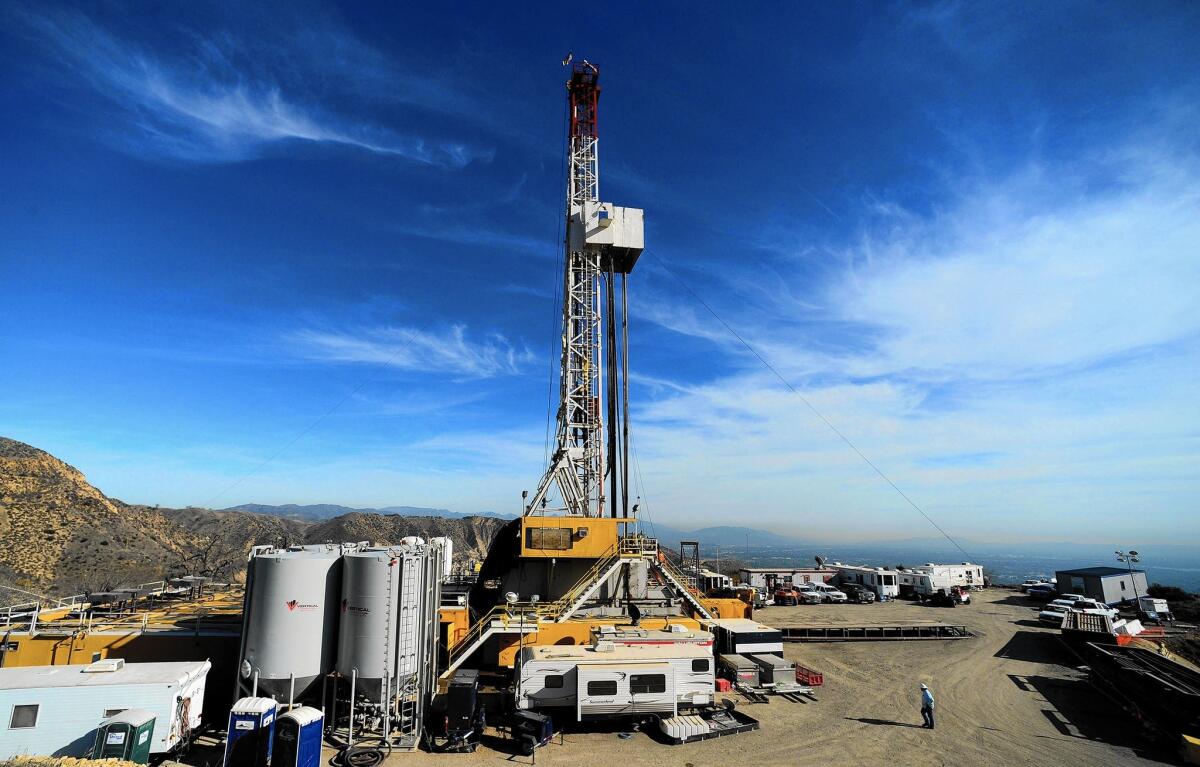 Crews work in December 2015 on stopping the gas leak at the Aliso Canyon facility near Porter Ranch.