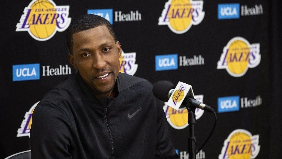 Kentavious Caldwell-Pope addresses the media after his exit interview.