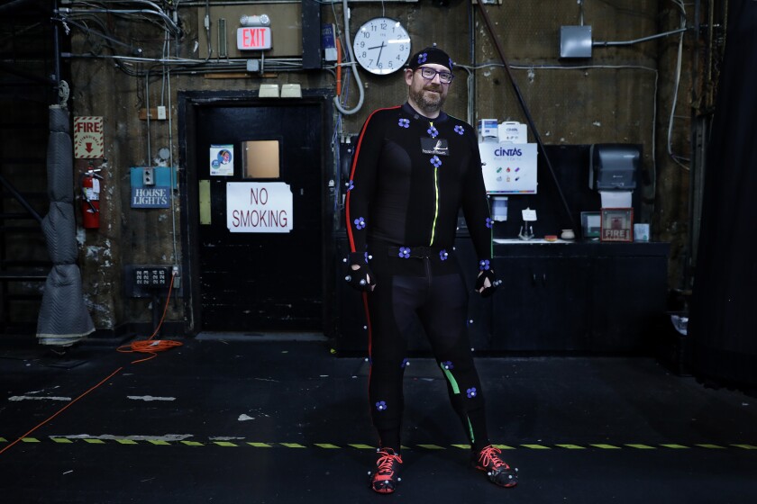 man in motion capture suit