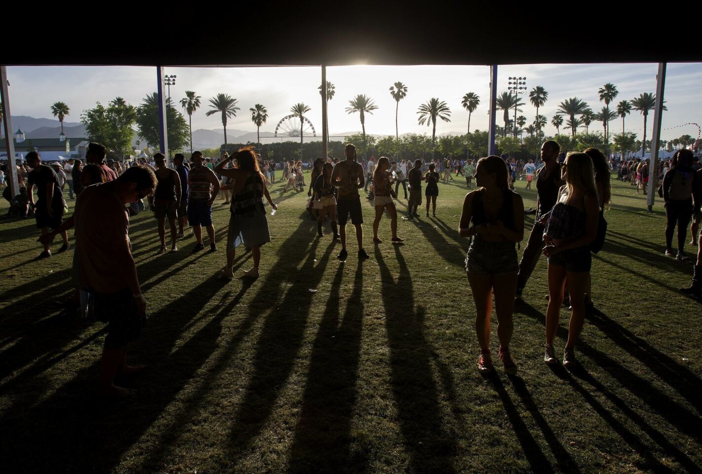 The 2015 Coachella Valley Music and Arts Festival gets underway. On the opening day at Coachella, fans stream through the venue was the sun sets.