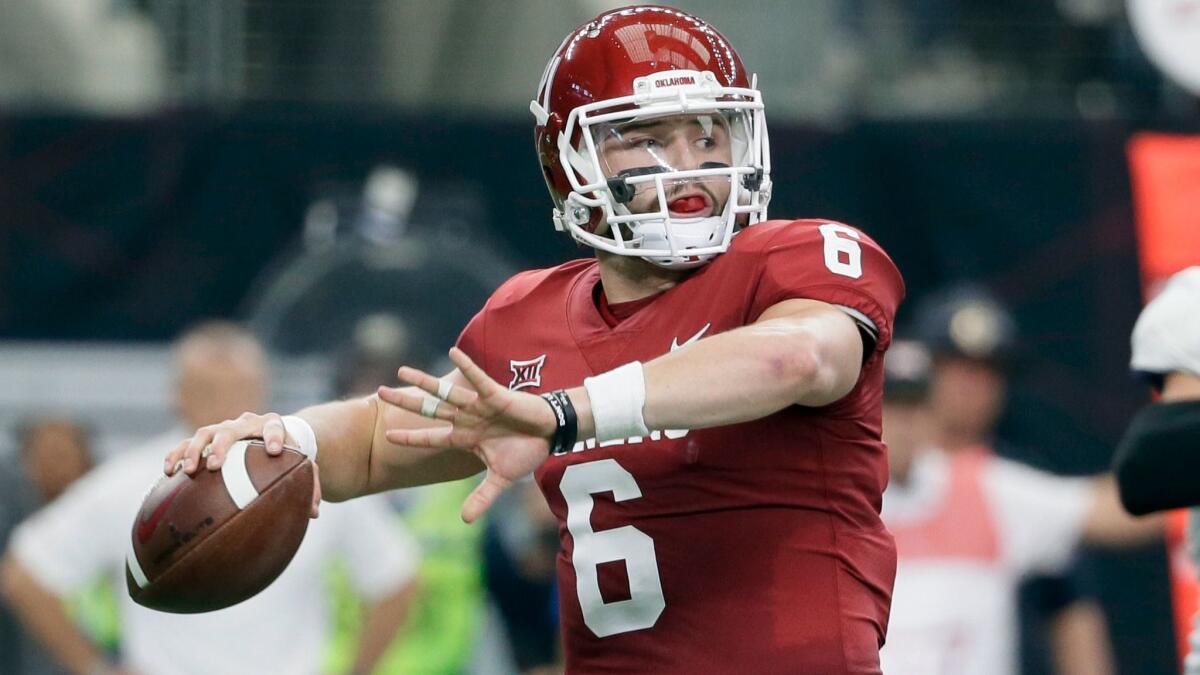 Oklahoma quarterback Baker Mayfield hopes to extend his college career by one game with a win over Georgia in the Sugar Bowl on Jan. 1.