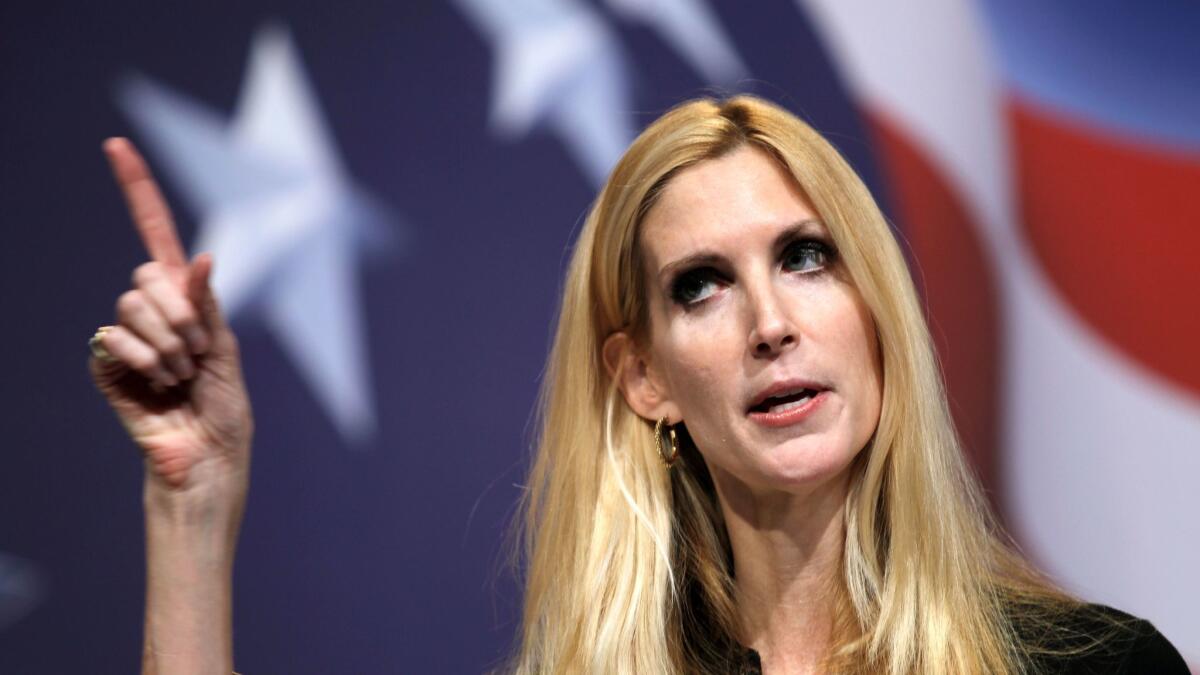 Conservative author Ann Coulter addresses the Conservative Political Action Conference in Washington on Feb. 20, 2010.