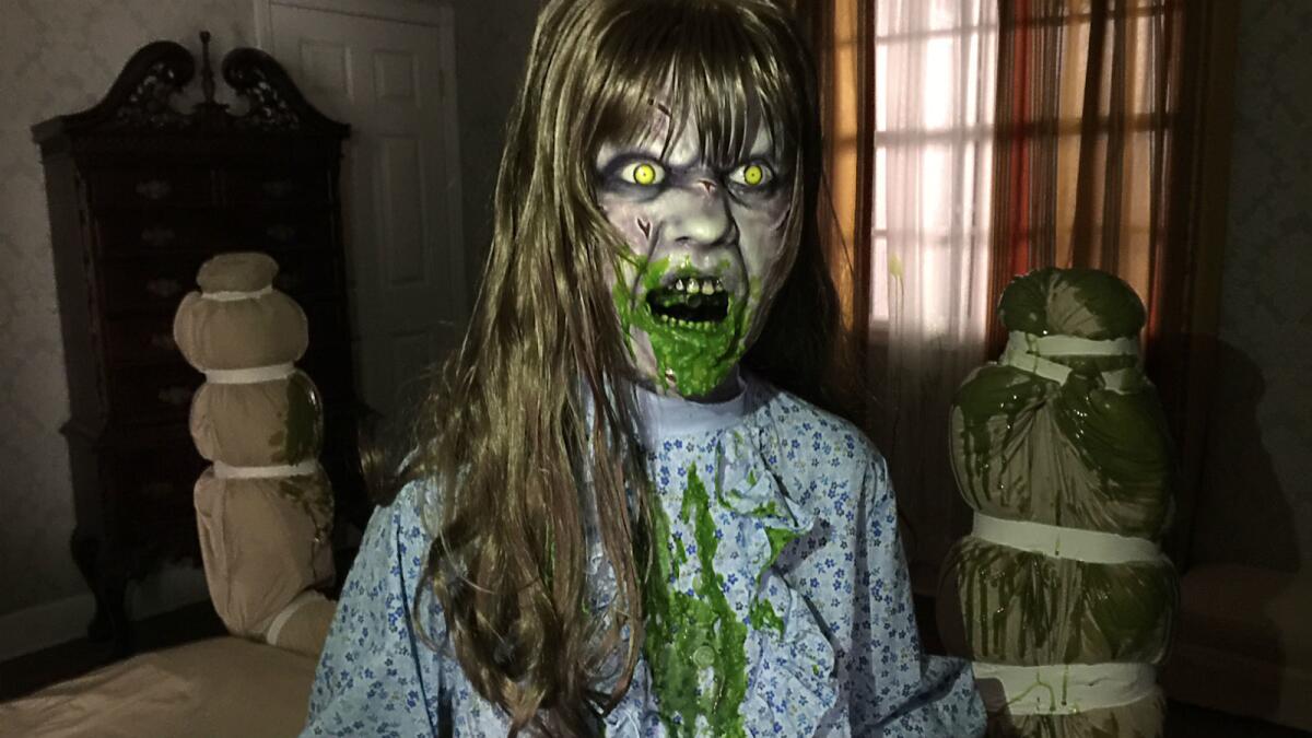 A scene from inside The Exorcist haunted maze coming to Halloween Horror Nights at Universal Studios Hollywood.