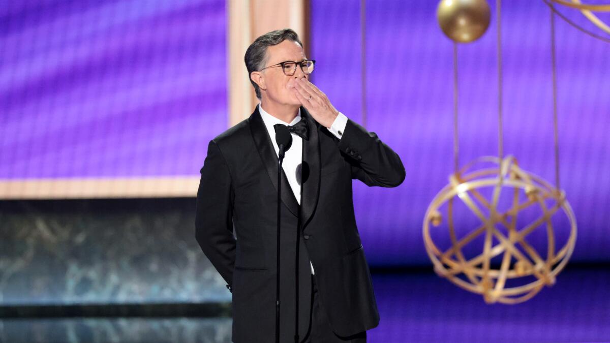 2025 Emmys: Stephen Colbert wins talk series award as cancellation looms - Los Angeles Times