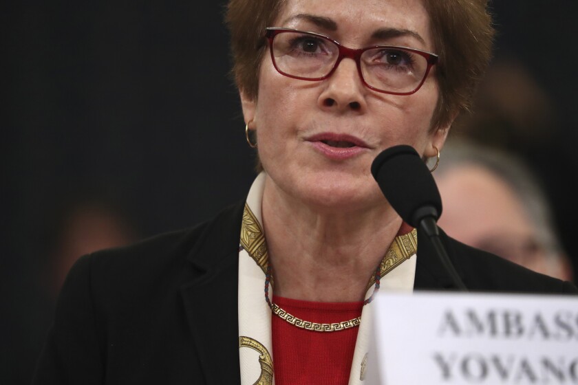 Former U.S. Ambassador to Ukraine Marie Yovanovitch.