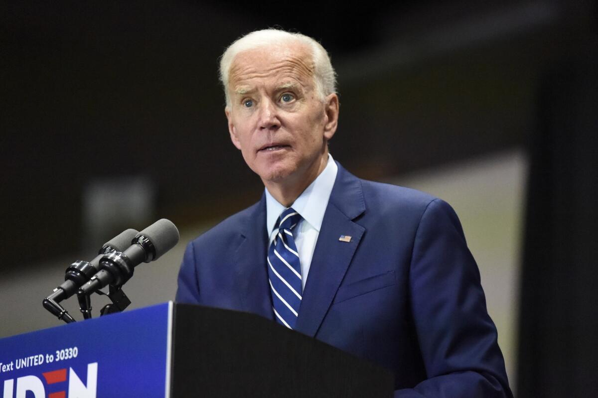 Former Vice President Joe Biden campaigns in Sumter, S.C, on Saturday. He apologized for recent comments about working with segregationists in the 1970s.