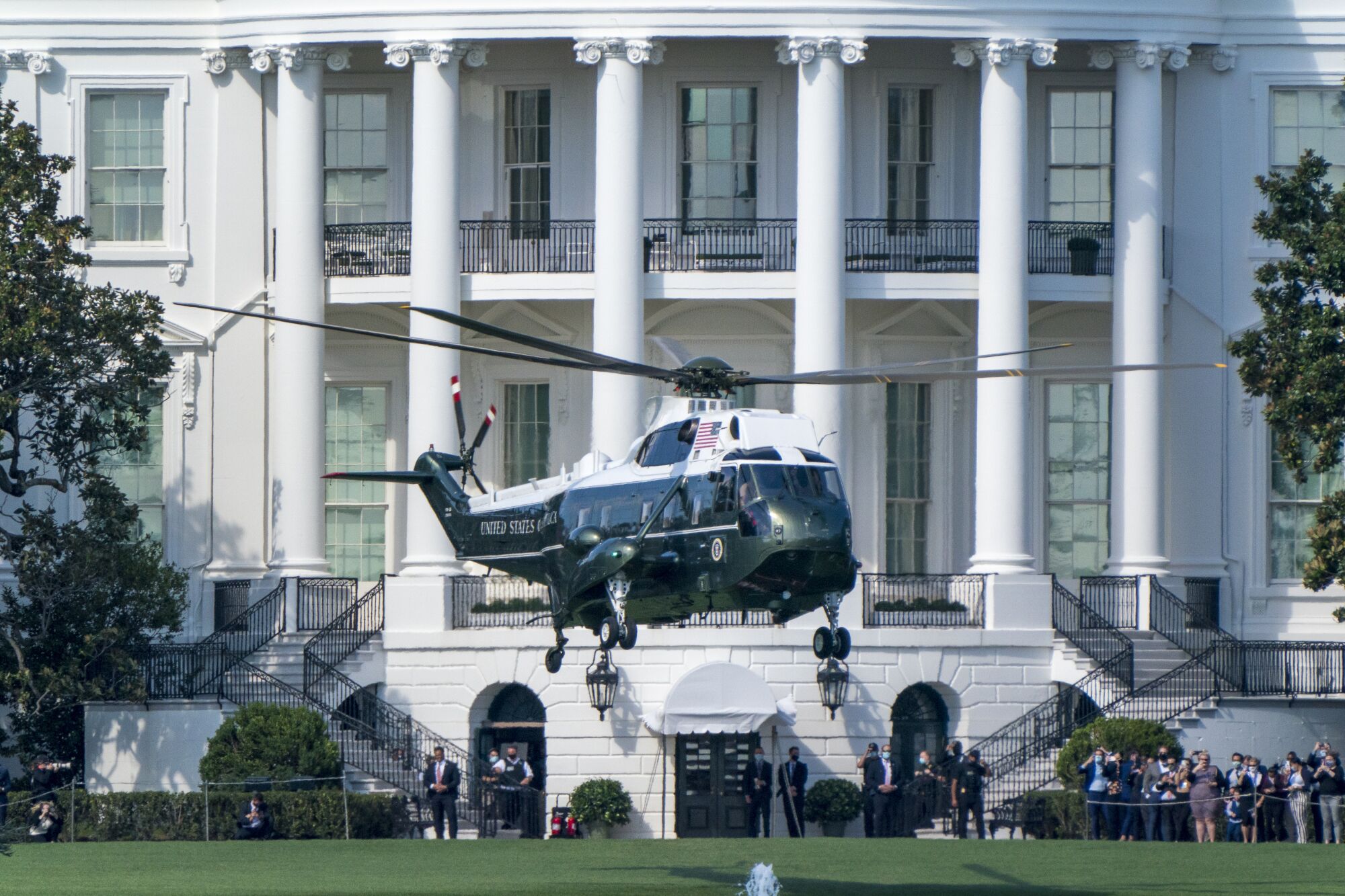 Marine One lifts off from the White House as President Trump 