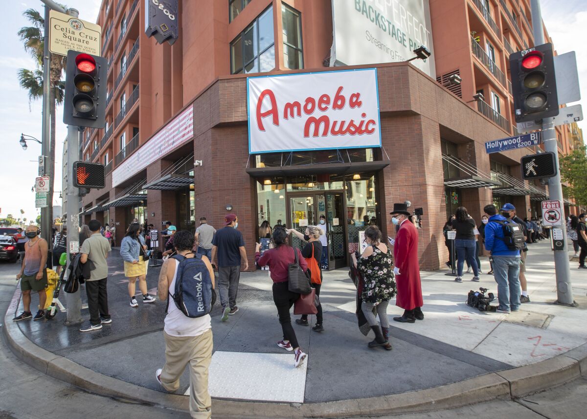 Amoeba Music reopened in a new location in Hollywood after being shuttered for a year due to the coronavirus outbreak. 