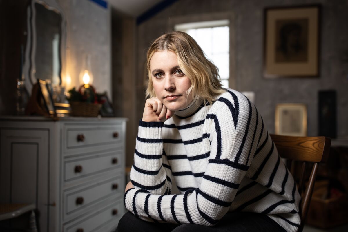 Director Greta Gerwig at Louisa May Alcott's Orchard House in Concord, Mass.