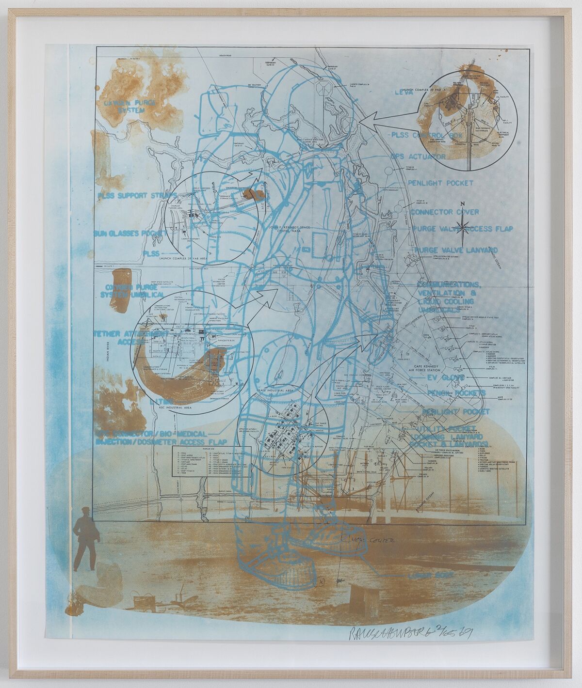"Trust Zone," 1969, a three-color lithograph by Robert Rauschenberg, from the exhibition "Robert Rauschenberg at Gemini G.E.L.: Selected Works, 1969-2000."